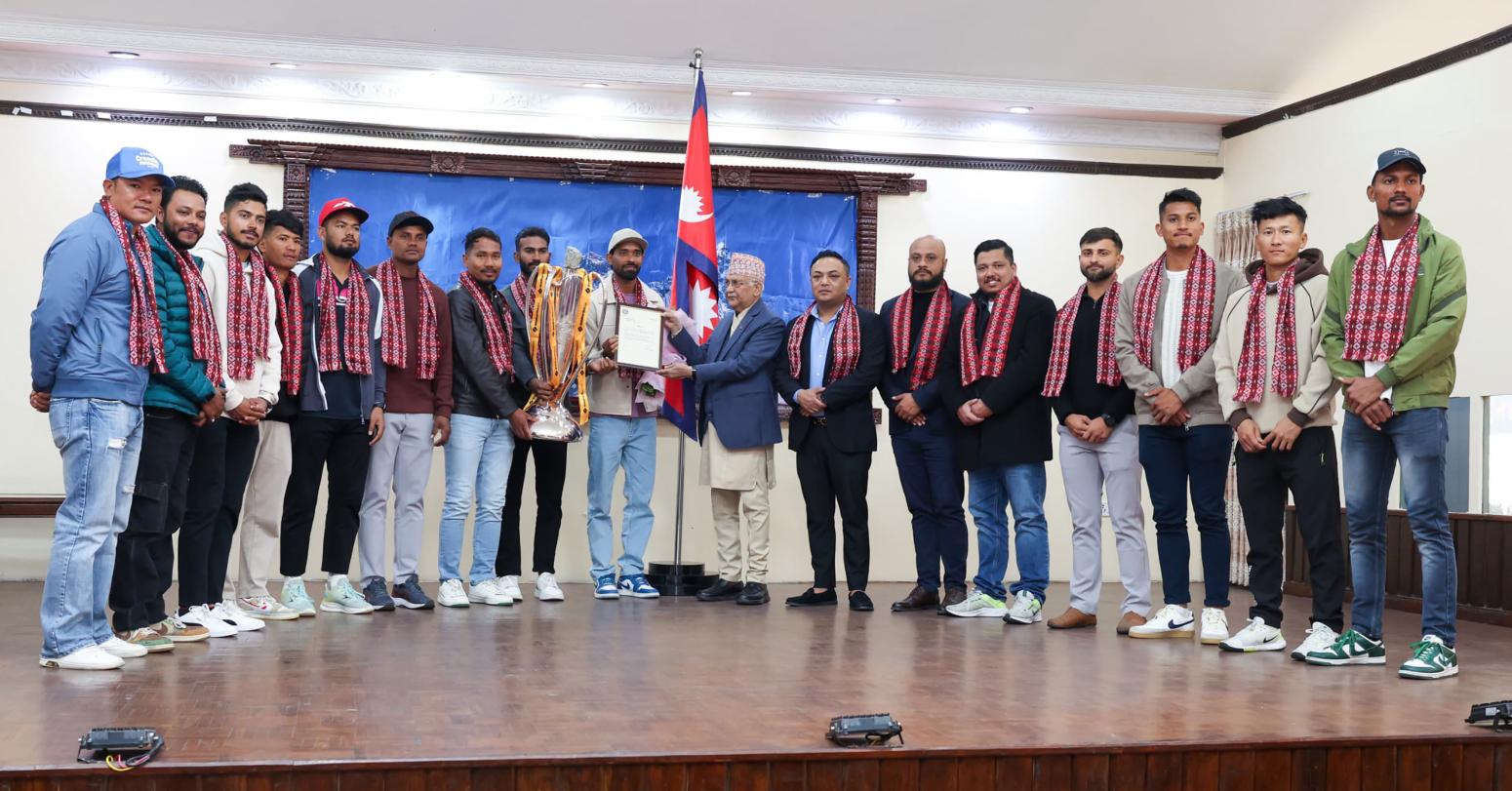 एनपीएलको उपाधि विजेता जनकपुर बोल्ट्सलाई प्रधानमन्त्रीको सम्मान