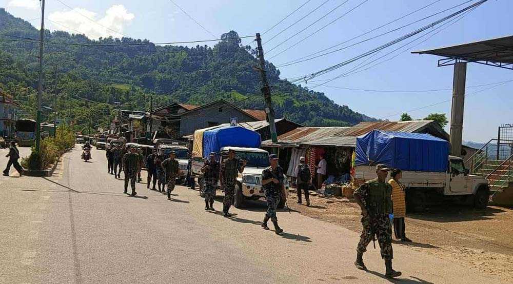 सङ्खुवासभामा सेना, सशस्त्र र प्रहरीको संयुक्त सुरक्षा गस्ती